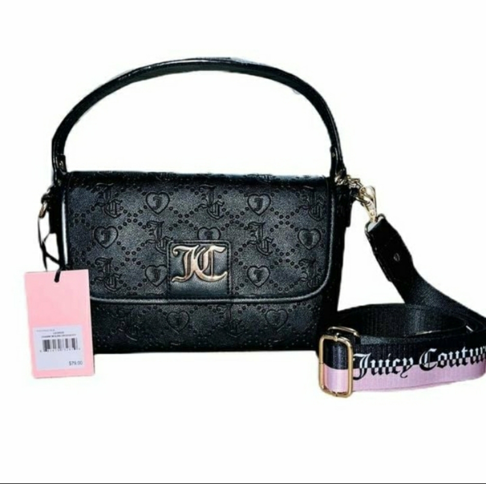 Juicy Couture Charm I’m Sure Licorice Black Crossbody Bag w/ Shoulder Strap